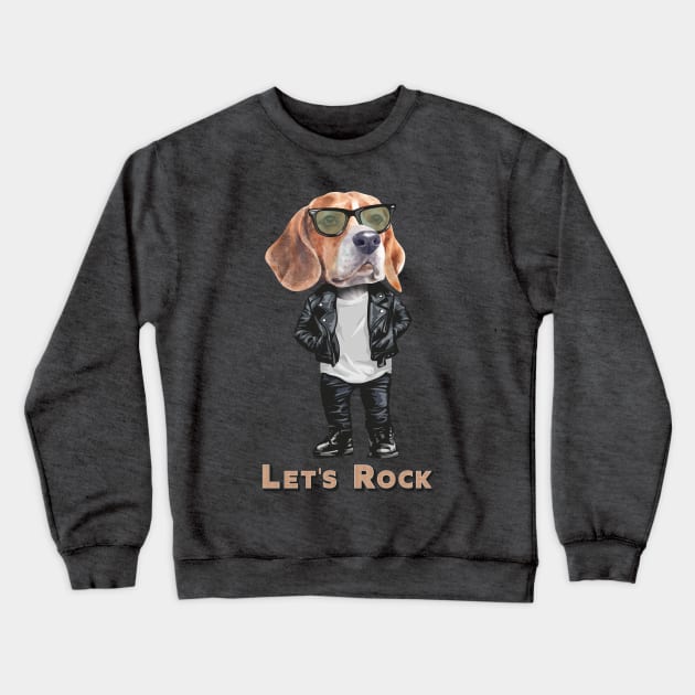 Beagle - let's Rock Crewneck Sweatshirt by obodo